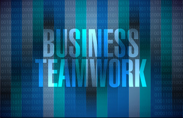 business teamwork binary sign concept