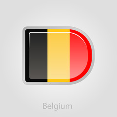 Belgium flag button, vector illustration