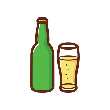 Glass of Beer with the bottle, vector