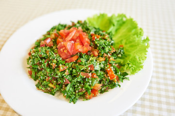 Green Salad With Tomato and Lettuce on White Plate