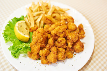 Fried Chicken Nuggets and French Fries