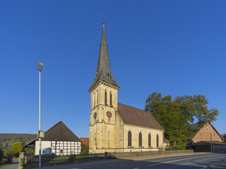 Typical small rural church in Lower Saxony, Germany