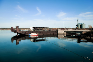 Big black cargo barge