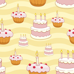 Seamless cakes vector background