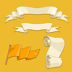 Old scroll flag and ribbon vector illustration