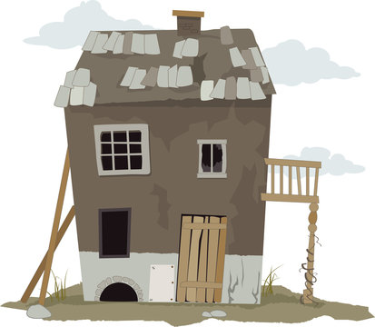 Small, run down, shanty house, vector illustration, ESP 8, no  transparencies Stock Vector | Adobe Stock