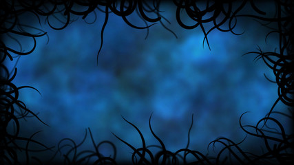 Abstract Black Vines Border Illustration - Blue