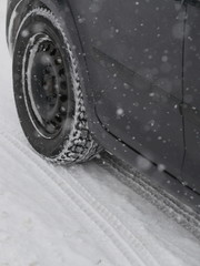 slippery winter tyre car