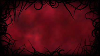 Abstract Black Vines Border Illustration - Red