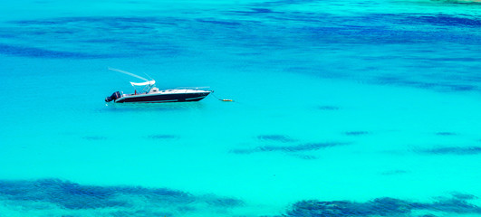 Yacht in paradise bay of Seychelles, Praslin