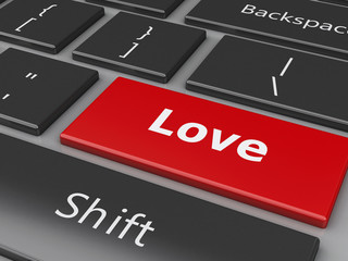 Fototapeta premium 3d Computer keyboard with Love button.