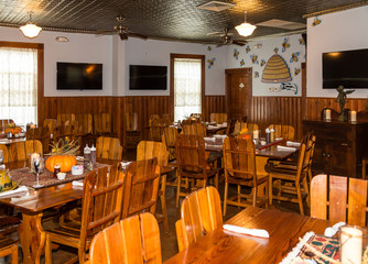 Wood Dining Room Decorated for Fall
