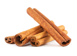 Cinnamon sticks isolated on white background