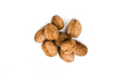 Walnuts on a white background