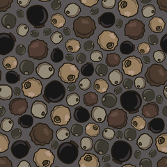 Seamless background with black, white and other pepper