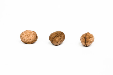Walnuts on a white background
