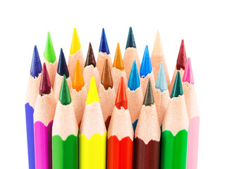 Colourful pencils isolated on a white background