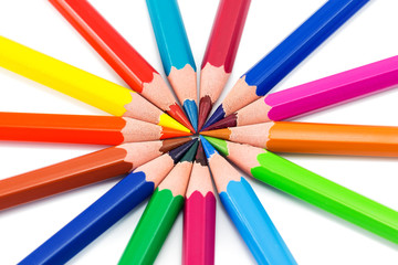 Fototapeta premium colorful rainbow background with pencils