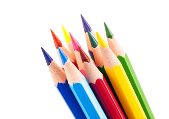 Colourful pencils isolated on a white background