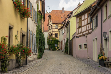 Fototapeta na wymiar Old street. Rothenburg, Germany.