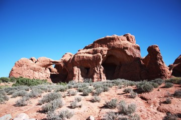 The great rock of the Double Arch at the Arches National Park, Utah 