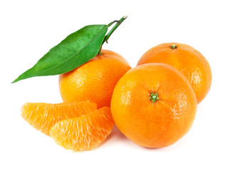 Fresh juicy tangerine on white background