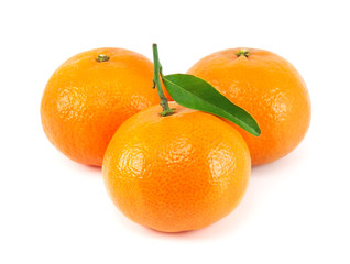 Fresh juicy tangerine on white background