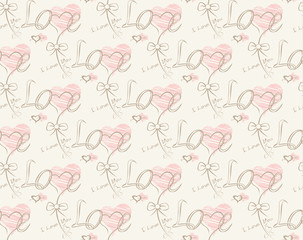 Love note Seamless text pattern with hearts. 