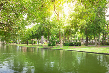 Buak Haat public park is central Park of Chiang Mai, Thailand