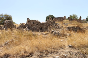 Ancient fortress ruins Bechin in the province of Milas, Turkey