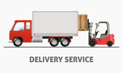 Delivery Service - Shipping Truck and Forklift