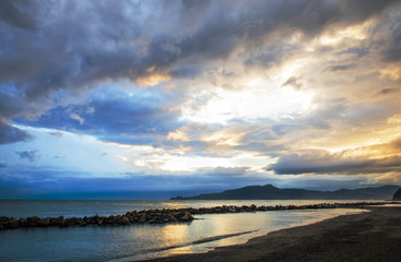 Obraz premium stormy sunset over Portofino mount