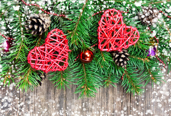 Christmas decoration on a wooden background