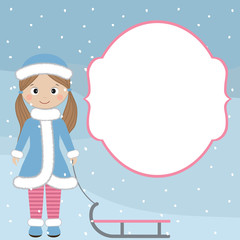 Obraz na płótnie Canvas Winter girl card