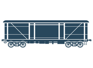 Covered Railway freight car - Vector illustration