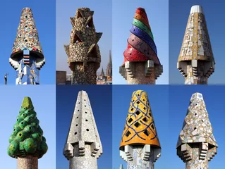 Fotobehang Barcelona Colorful chimneys on Palau Guell, Barcelona  © Bogdan Lazar