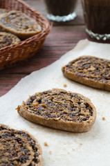 Freshly baked healthy cookies with nuts and dried fruits