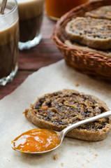 Freshly baked healthy cookies with nuts and dried fruits