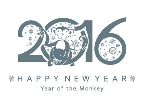 Monkey in a circle. 2016. New Year's design.