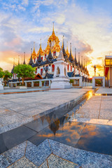 Fototapeta premium Loha Prasat Metal Palace in Wat ratchanadda, Bangkok, Thailand