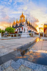 Fotobehang Loha Prasat Metal Palace in Wat ratchanadda, Bangkok, Thailand © funfunphoto