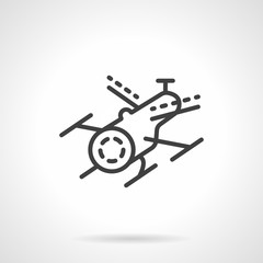 Black line drone vector icon