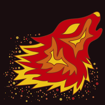 Tattoo Fire Wolf, vector illustration
