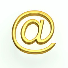 Obraz premium Gold email symbol on a plain white background