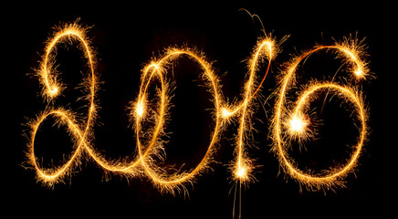 Happy New Year - 2016 with sparklers