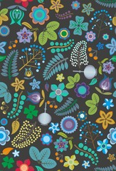 Folk Floral Seamless Vector Pattern