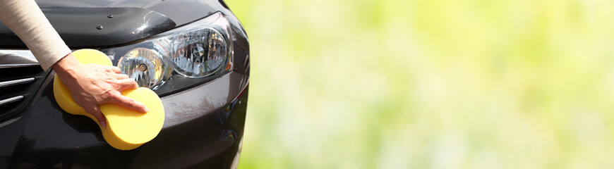 Car with wax and polish cloth.