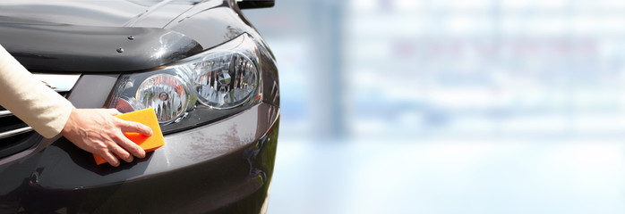 Car with wax and polish cloth.