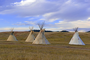 Teepee (tipi) as used by Native Americans in the Great Plains and American west - 93504948