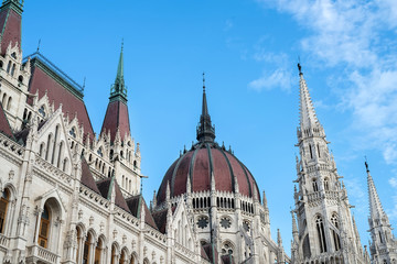 The building of the Hungarian Parliament in Budapest, Hungary